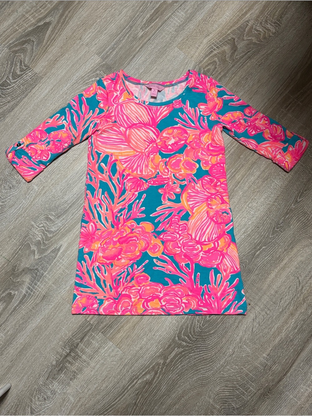 Lilly Pulitzer Pink & Teal Floral Swim Coverup Dress